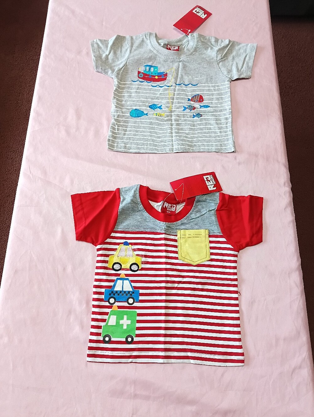 2 Brand New Red Shore Baby Shirts Size 18M